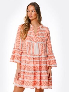 Anthropologie Devotion Twins Boho Chic Ella Dress Salmon Midi NWT size Small